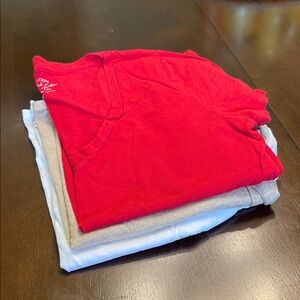 J. Crew shirts- lot of 3- red, white, and tan. Large.